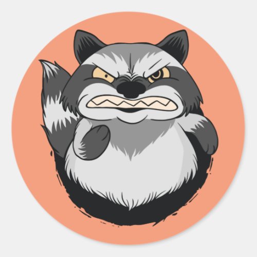 Grumpy Raccoon Classic Round Sticker