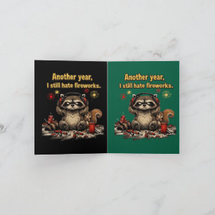 Grumpy Raccoon Hate Fireworks Funny 4th of july Card