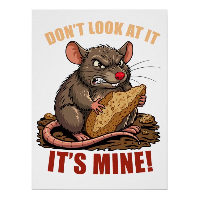 Grumpy Rat with Bread Funny Kitchen Poster (Front)