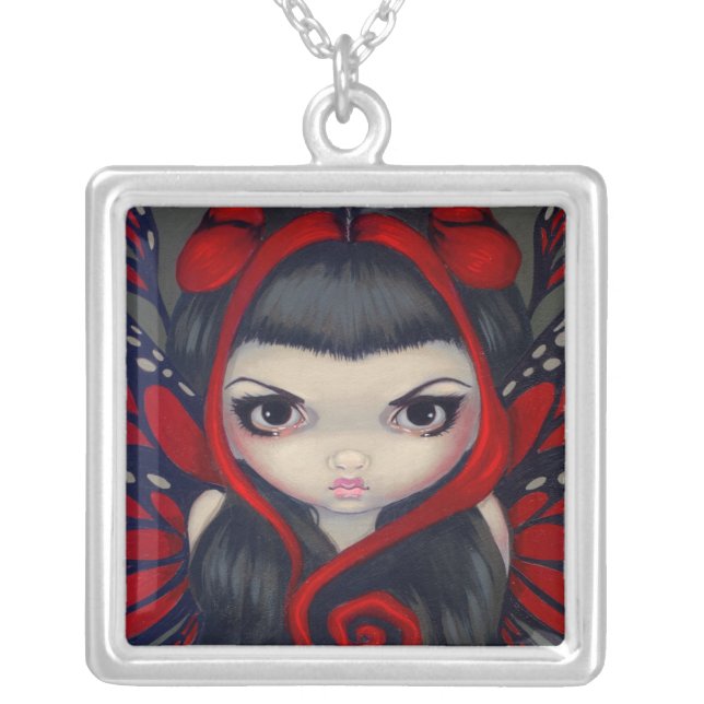 Grumpy Red Fairy NECKLACE gothic fantasy (Front)