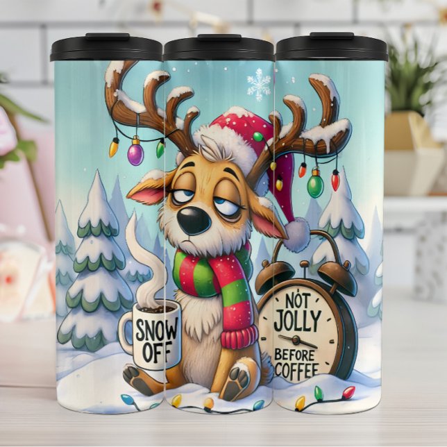 Grumpy Reindeer Needs Coffee Thermal Tumbler (Creator Uploaded)