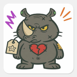 Grumpy Rhino – Broken Heart Sticker