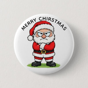 GRUMPY SANTA, MERRY CHRISTMAS BUTTON