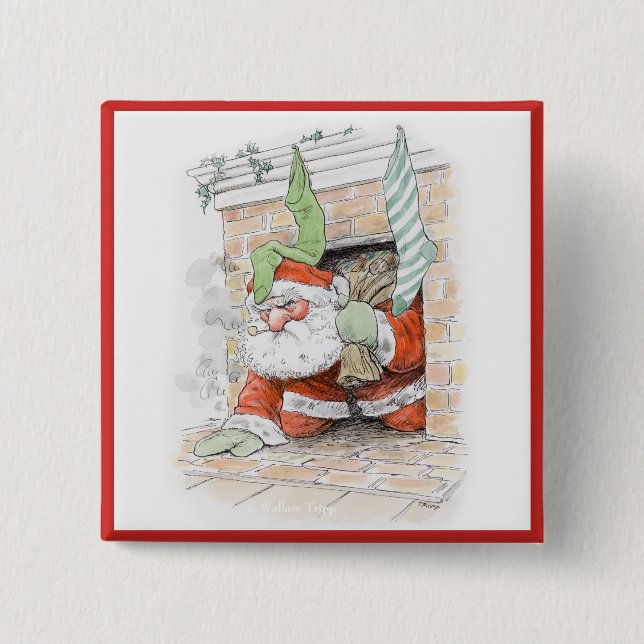 Grumpy Santa Square Button (Front)