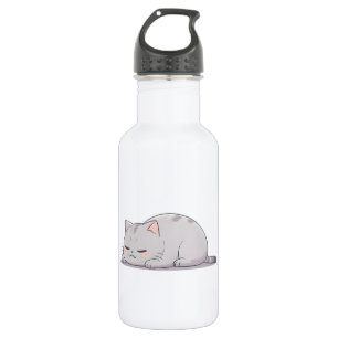 Grumpy Sleepy Cat Kawaii Design Stainless Steel Water Bottle