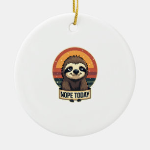 Grumpy Sloth Vintage Funny Retro Shirt Design Ceramic Ornament