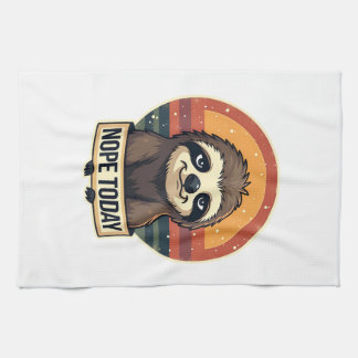 Grumpy Sloth Vintage Funny Retro Shirt Design Kitchen Towel