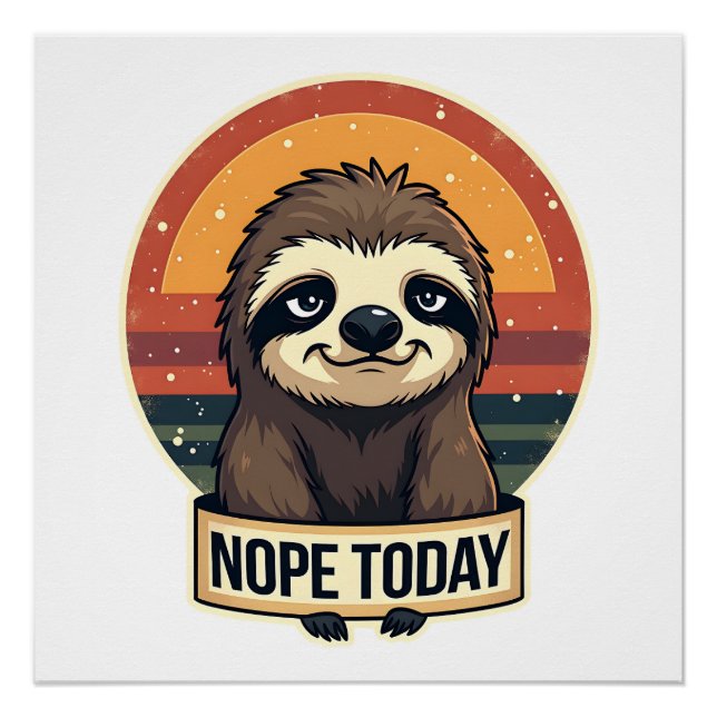 Grumpy Sloth Vintage Funny Retro Shirt Design Poster (Front)