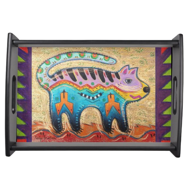 Grumpy Southwestern Cat Serving Tray (Front)