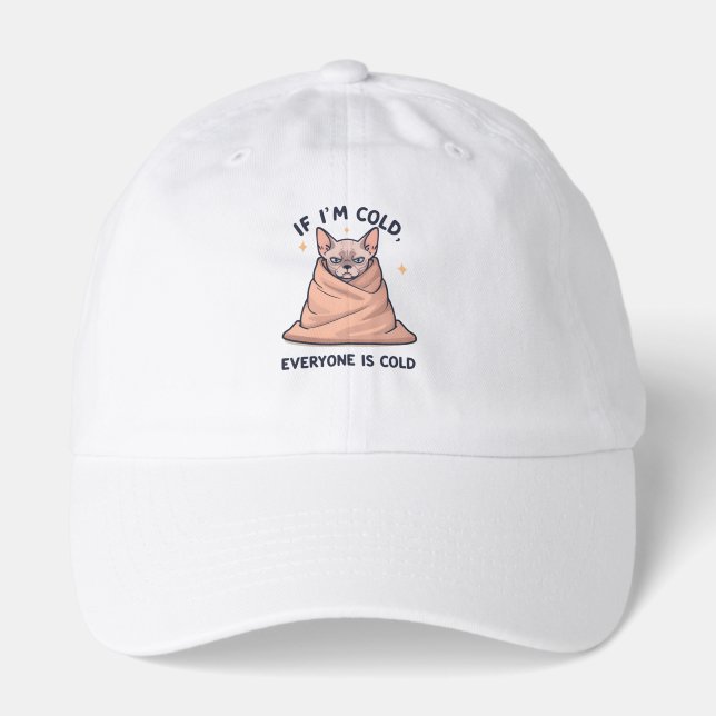 Grumpy Sphynx Cat Cold Humor Cartoon Art Hat (Front)