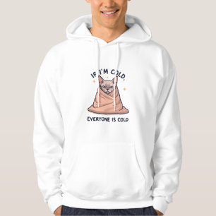 Grumpy Sphynx Cat Cold Humor Cartoon Art Hoodie