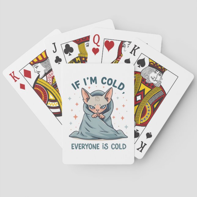 Grumpy Sphynx Cat Cold Humor Cartoon Design Poker Cards (Back)