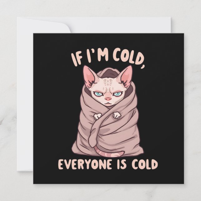 Grumpy Sphynx Cat Cold Humor Illustration Holiday Card (Front)