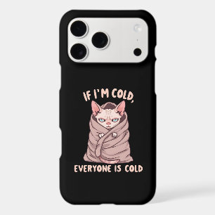 Grumpy Sphynx Cat Cold Humor Illustration iPhone 17 Pro Max Case