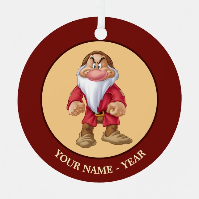 Grumpy | Standing Add Your Name Metal Ornament (Front)