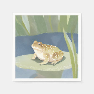 Grumpy Toad   Lilypad Pond Watercolor Napkins