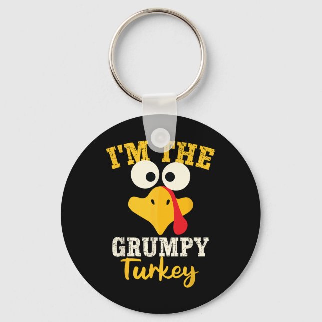 Grumpy Turkey Team Family Matching Thanksgiving Di Keychain (Front)