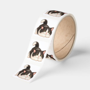 Grumpy Tuxedo Cat Cute Annoyed Kitty Design Square Sticker
