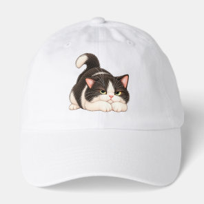 Grumpy Tuxedo Cat Funny Annoyed Kitty Baseball Cap