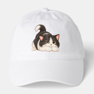 Grumpy Tuxedo Cat Funny Annoyed Kitty Baseball Cap