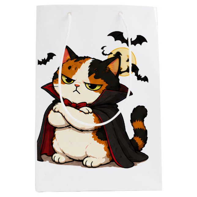 Grumpy Vampire Cat Halloween  Medium Gift Bag (Front)