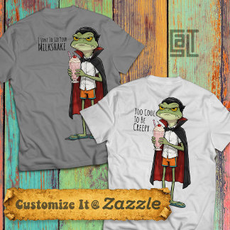 Grumpy Vampire Frog Drinking Milkshake T-Shirt