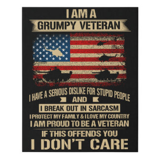Grumpy Veteran Faux Canvas Print