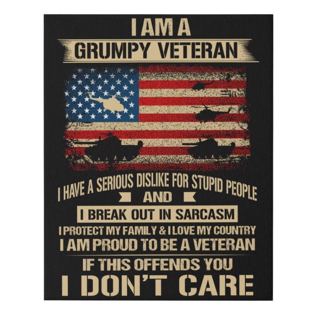 Grumpy Veteran Faux Canvas Print (Front)