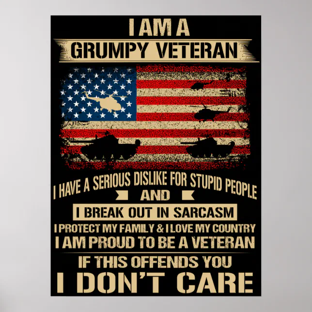 Grumpy Veteran Poster | Zazzle