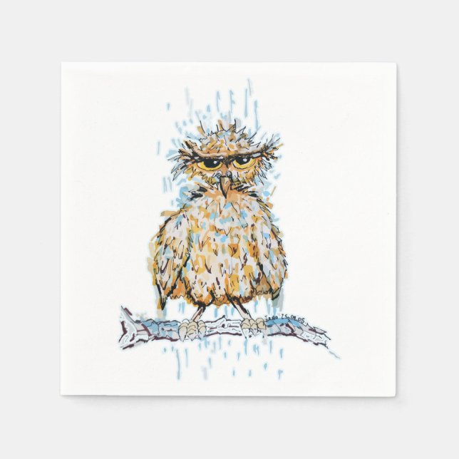 Grumpy Wet Owl Napkins (Front)