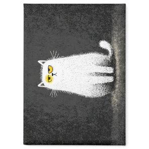 Grumpy White Cat – Funny Minimal Cat Art Magnet