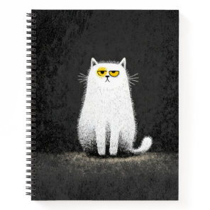 Grumpy White Cat – Funny Minimal Cat Art Notebook