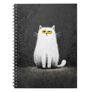 Grumpy White Cat – Funny Minimal Cat Art Notebook
