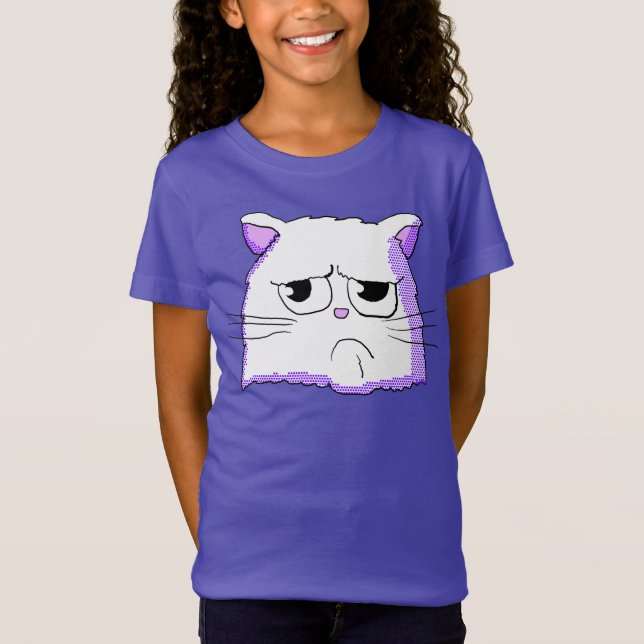 Grumpy White Cat Shirt (Front)