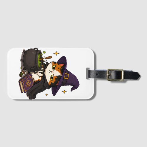 Grumpy Witch Cat Halloween Luggage Tag