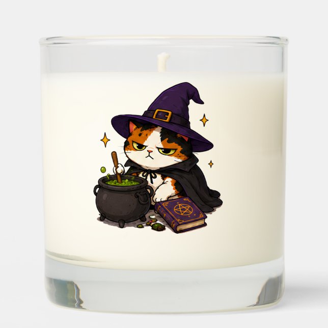 Grumpy Witch Cat Halloween  Scented Candle (Front)