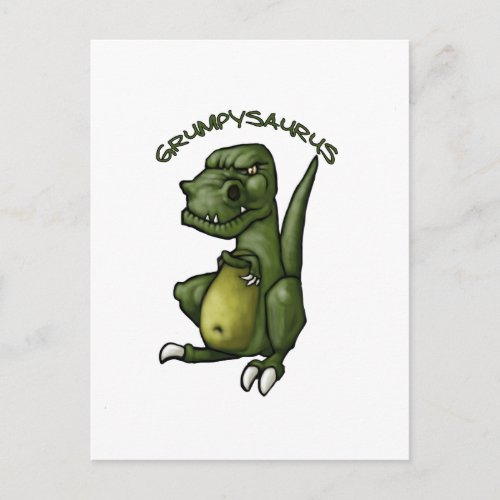 Grumpysaurus dinosaur being grumpy postcard