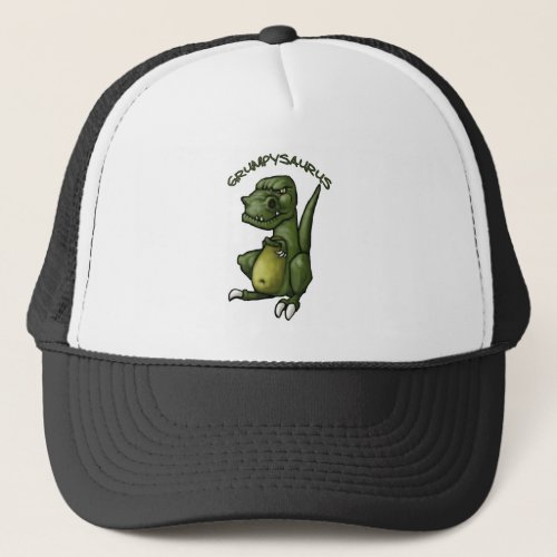 Grumpysaurus dinosaur being grumpy trucker hat