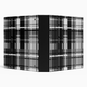 Grunde Black and White Flannel Plaid Tartan 3 Ring Binder