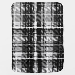 Grunde Black and White Flannel Plaid Tartan Baby Blanket