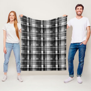 Grunde Black and White Flannel Plaid Tartan Fleece Blanket