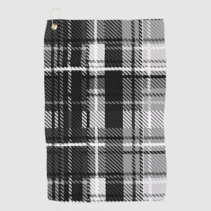 Grunde Black and White Flannel Plaid Tartan Golf Towel