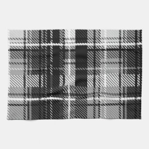 Grunde Black and White Flannel Plaid Tartan Kitchen Towel