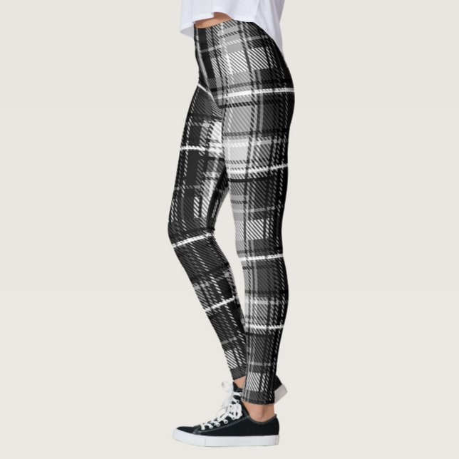 Grunde Black and White Flannel Plaid Tartan Leggings (Creator Uploaded)