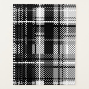 Grunde Black and White Flannel Plaid Tartan Planner