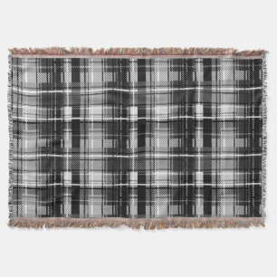 Grunde Black and White Flannel Plaid Tartan Throw Blanket