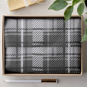 Grunde Black and White Flannel Plaid Tartan Tissue Paper