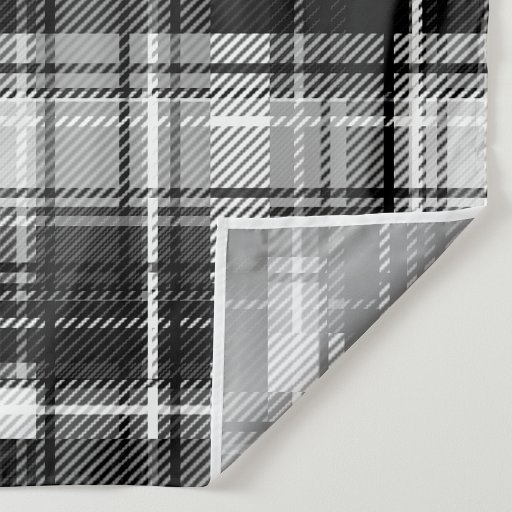 Grunde Black White Flannel Plaid Tartan Design  Fabric