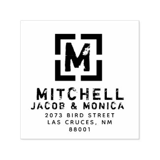 Grundge Square Custom Family Personal Name Address Self-inking Stamp