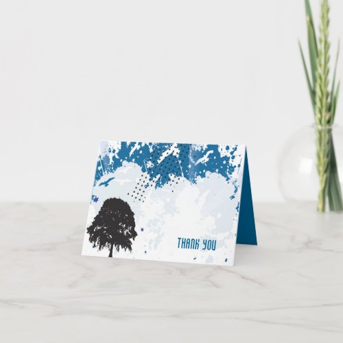 Grundge Tree Bar Bat Mitzvah Thank You Card